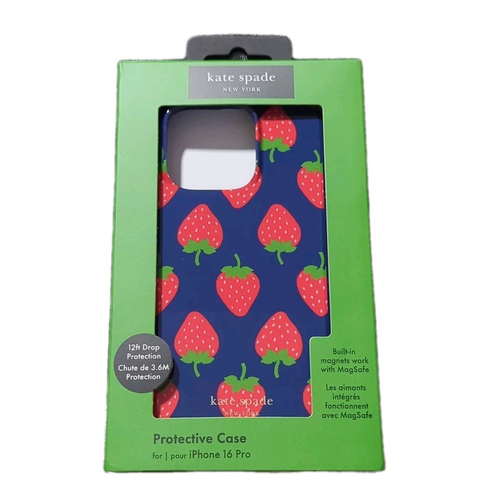 Nn5N Kate Spade NY MagSafe Case for Apple iPhone 16 Pro - Strawberry‎ Blue Case